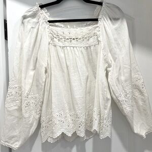 Ulla Johnson blouse, size 2. White with scalloped hem.